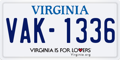 VA license plate VAK1336