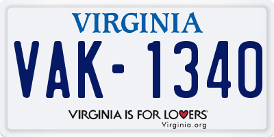 VA license plate VAK1340