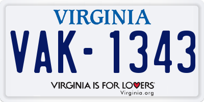 VA license plate VAK1343