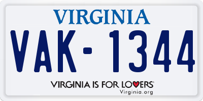 VA license plate VAK1344