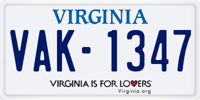 VA license plate VAK1347