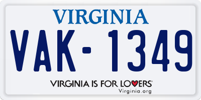 VA license plate VAK1349
