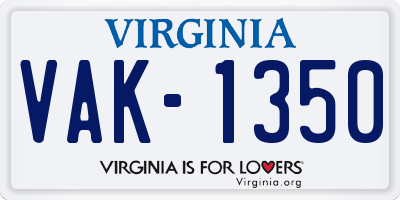 VA license plate VAK1350