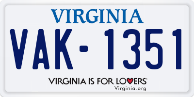 VA license plate VAK1351
