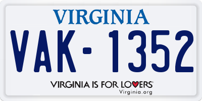 VA license plate VAK1352