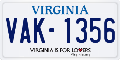 VA license plate VAK1356