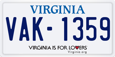 VA license plate VAK1359