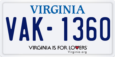 VA license plate VAK1360
