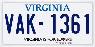 VA license plate VAK1361