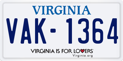 VA license plate VAK1364