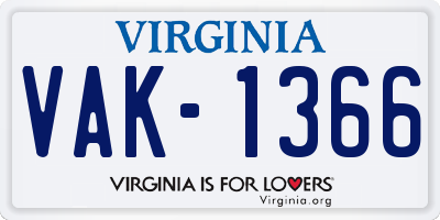 VA license plate VAK1366