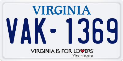 VA license plate VAK1369