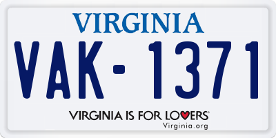 VA license plate VAK1371