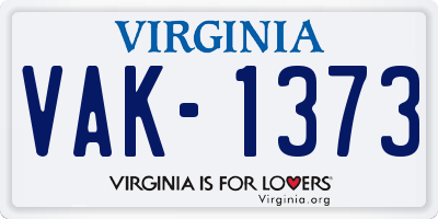 VA license plate VAK1373