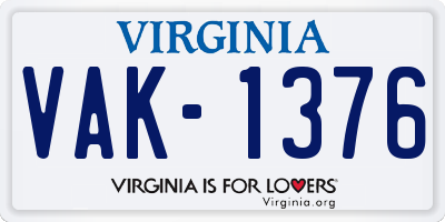 VA license plate VAK1376