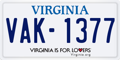 VA license plate VAK1377