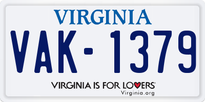 VA license plate VAK1379
