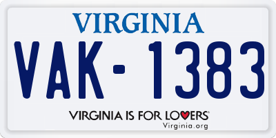 VA license plate VAK1383