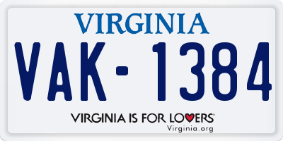 VA license plate VAK1384