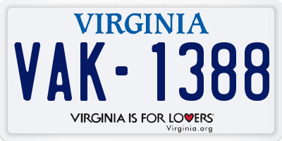 VA license plate VAK1388