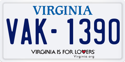 VA license plate VAK1390