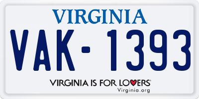 VA license plate VAK1393