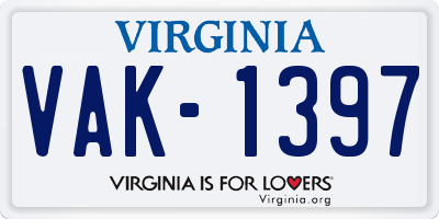VA license plate VAK1397