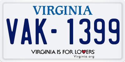 VA license plate VAK1399
