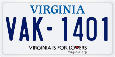 VA license plate VAK1401