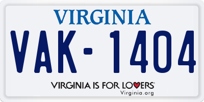 VA license plate VAK1404