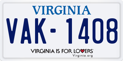 VA license plate VAK1408