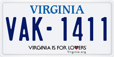 VA license plate VAK1411