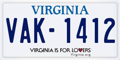 VA license plate VAK1412