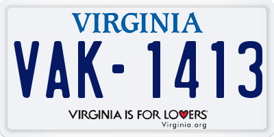 VA license plate VAK1413