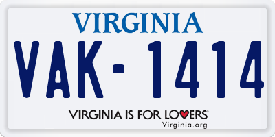 VA license plate VAK1414