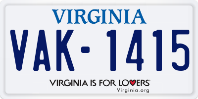 VA license plate VAK1415