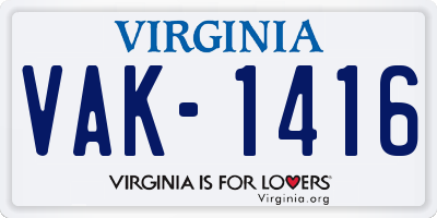 VA license plate VAK1416
