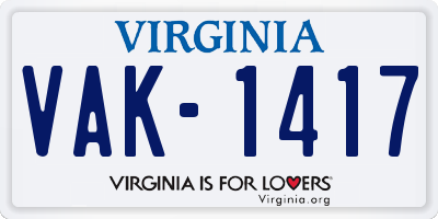 VA license plate VAK1417