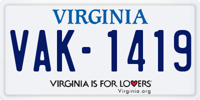 VA license plate VAK1419