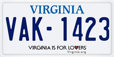 VA license plate VAK1423