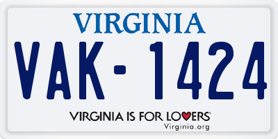 VA license plate VAK1424