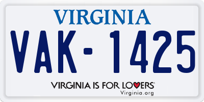 VA license plate VAK1425