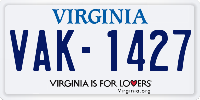 VA license plate VAK1427