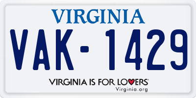 VA license plate VAK1429