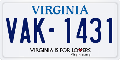 VA license plate VAK1431