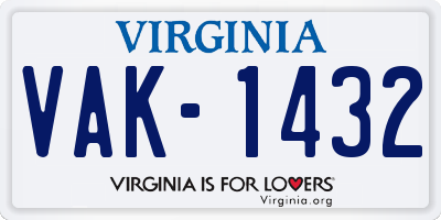 VA license plate VAK1432