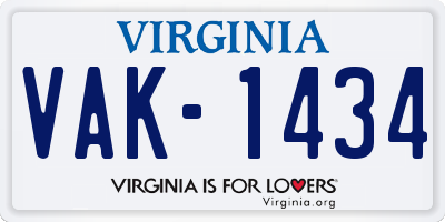 VA license plate VAK1434