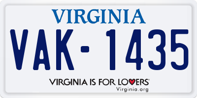 VA license plate VAK1435