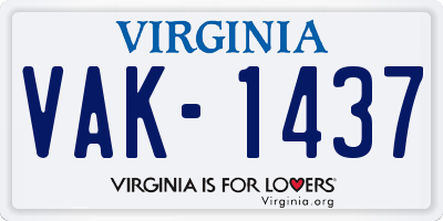 VA license plate VAK1437