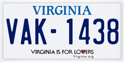 VA license plate VAK1438